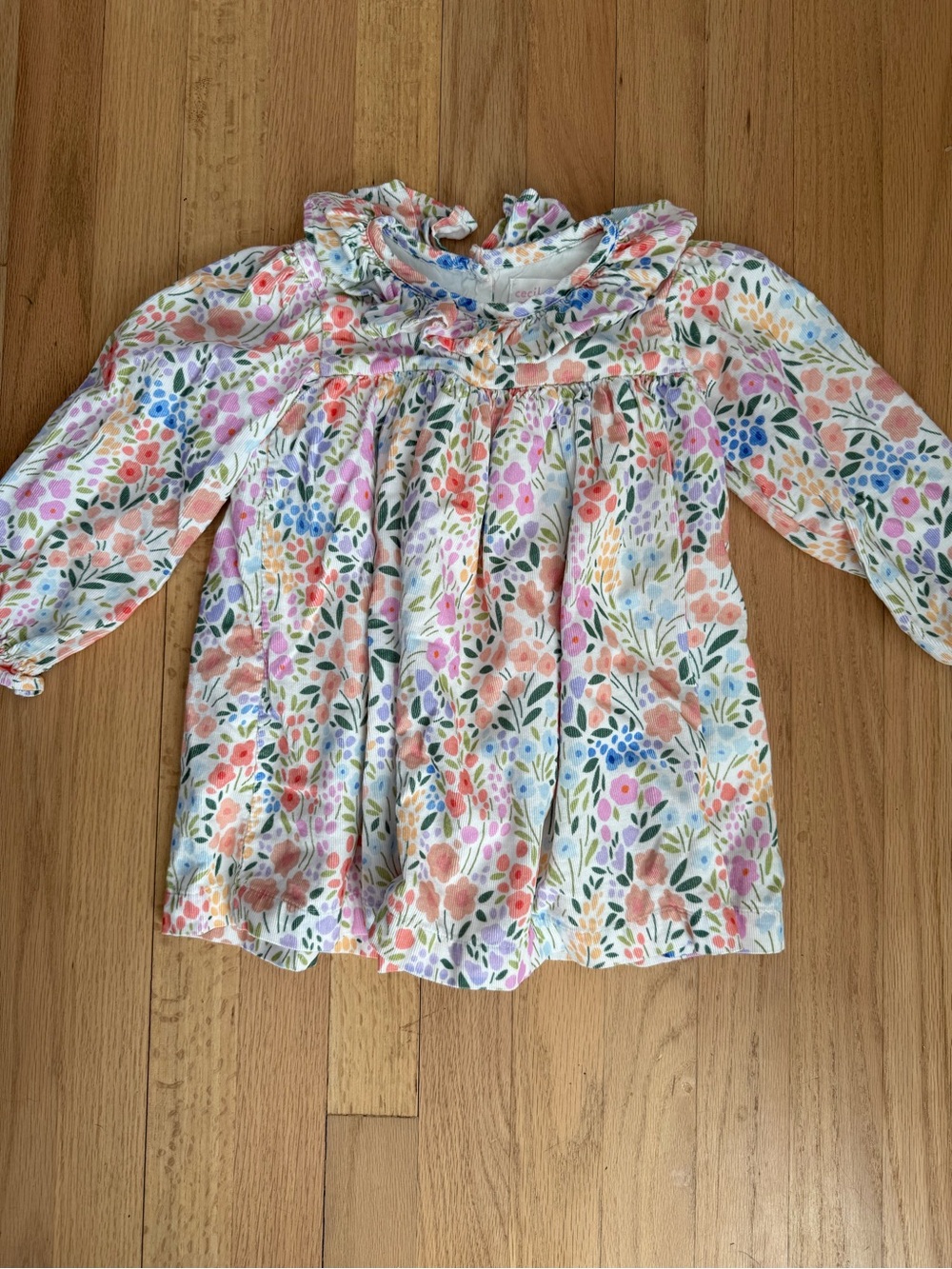Cecil & Lou Size 5T Long Sleeve White Floral Corduroy Top